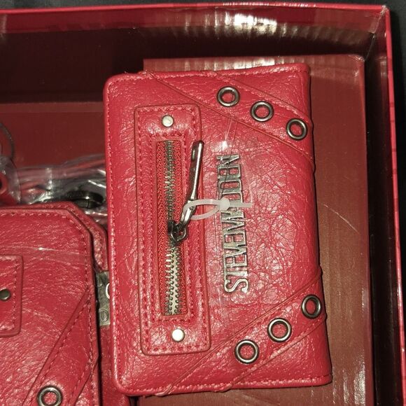 Steve Madden Bag Special Edition Red Evelyn Gift Set Purse 2 Bag Straps Wallet - Picture 9 of 15